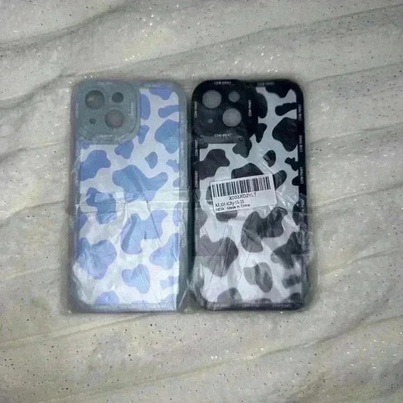 2 Pack Cases for Apple iPhone13,14,15-6.1inch, Blue,black,Cow Print Silicone NEW - Picture 7 of 9
